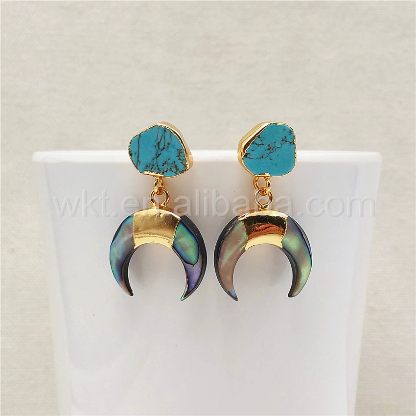 WT-E301 Newest Design Natural Abalone Shell Crescent Horn Earring 24k Gold Color Plated With Stone Charming Moon Shape Jewelry
WT-E301 Newest Design Natural Abalone Shell Crescent Horn Earring 24k Gold Color Plated With Stone Charming Moon Shape Jewelry