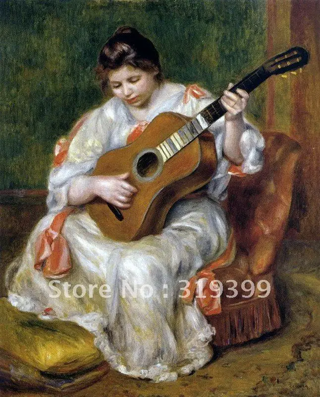 Oil Painting Reproduction on linen canvas,woman playing the guitar by pierre auguste renoir,Free DHL Shipping,handmade
Oil Painting Reproduction on linen canvas,woman playing the guitar by pierre auguste renoir,Free DHL Shipping,handmade
