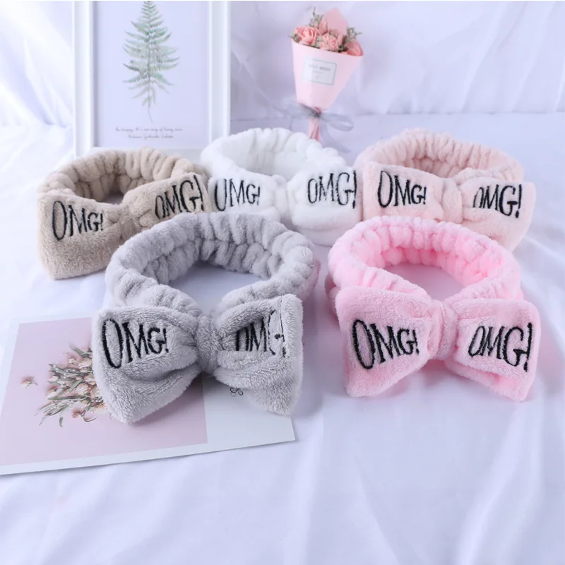 Fashion Women Cute Bow OMG Letters Embroidered Coral Fleece Wash Face Bathe Hair Holder Elastic Headband Girls Hair Accessories
Fashion Women Cute Bow OMG Letters Embroidered Coral Fleece Wash Face Bathe Hair Holder Elastic Headband Girls Hair Accessories