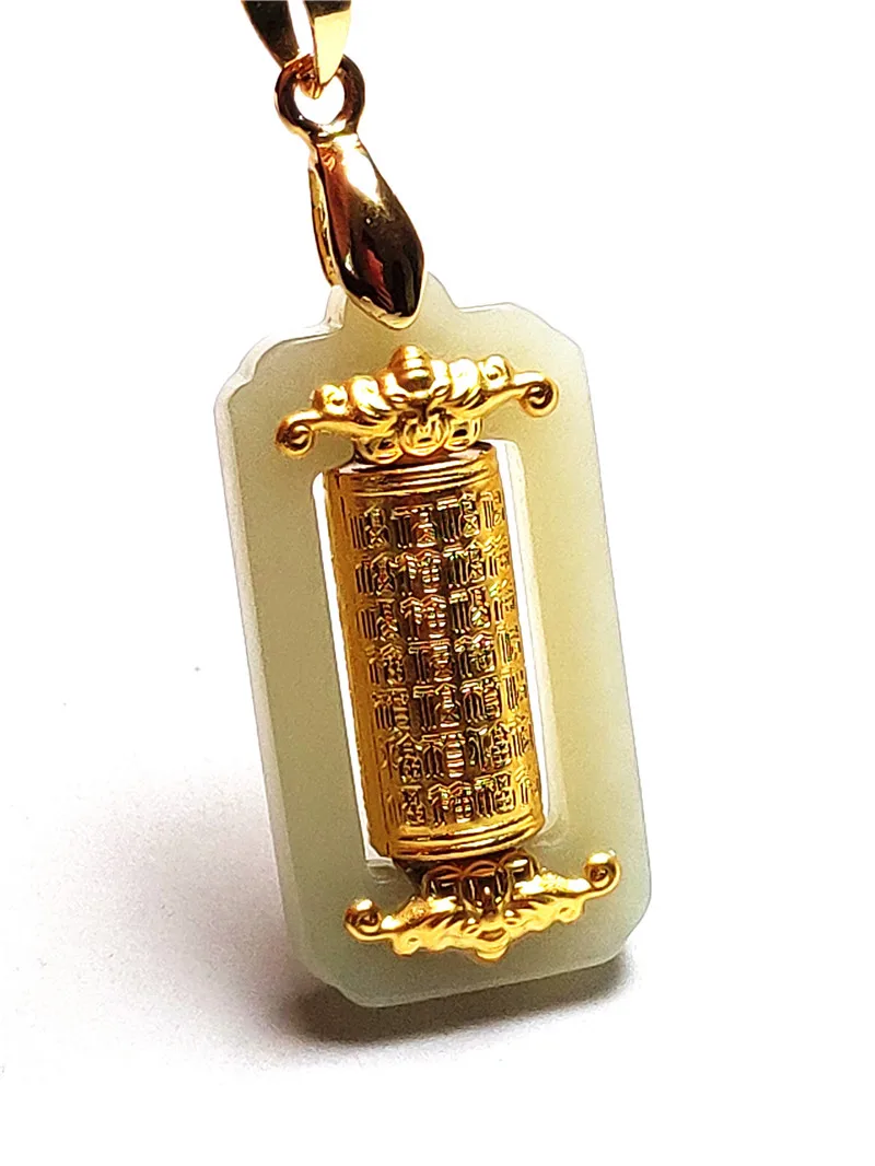 Koraba Fine Jewelry 24K Gold Thailand Scripture Wishing Rotation Pendant White Jade with Silver Chain Necklace Gifts
Koraba Fine Jewelry 24K Gold Thailand Scripture Wishing Rotation Pendant White Jade with Silver Chain Necklace Gifts