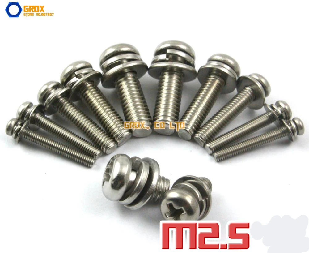 M2.5 304 Stainless Steel Phillips Pan Head Machine Screw with Washer / Assembled Screw
M2.5 304 Stainless Steel Phillips Pan Head Machine Screw with Washer / Assembled Screw