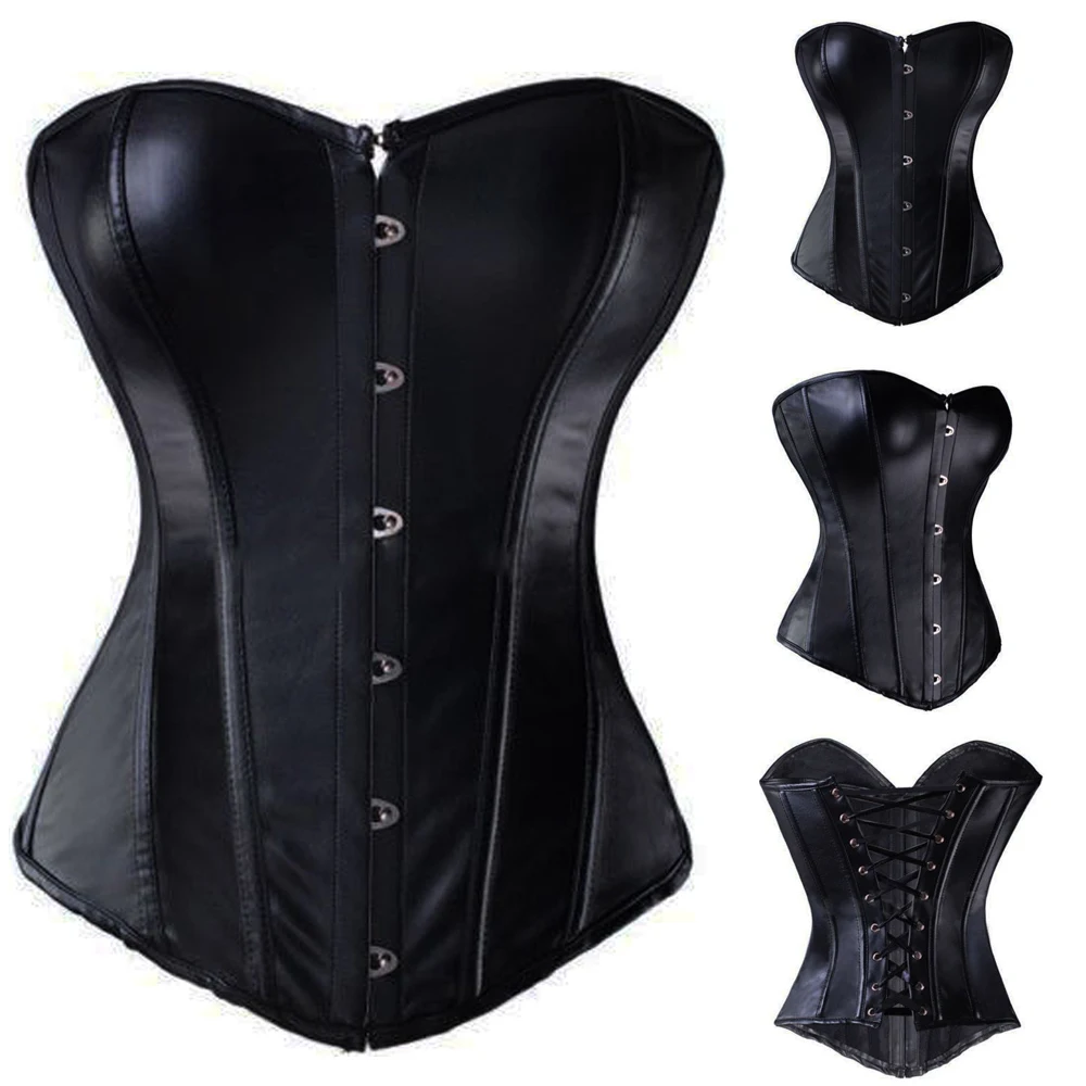Gothic Punk Black Red Faux Leather Plus Size Corset Steampunk Steel Boned Lace up Corsele Women Waist Cincher Corsets Top S-6XL
Gothic Punk Black Red Faux Leather Plus Size Corset Steampunk Steel Boned Lace up Corsele Women Waist Cincher Corsets Top S-6XL