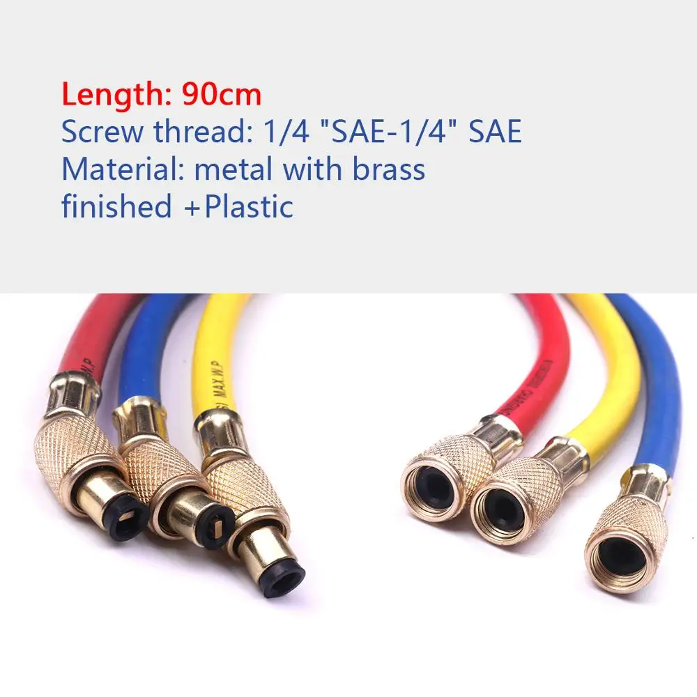 Шланг для зарядки автомобиля, 90 см, 1/4 дюйма, SAE A/C, R12, R22, R502, красный, желтый, синий
Шланг для зарядки автомобиля, 90 см, 1/4 дюйма, SAE A/C, R12, R22, R502, красный, желтый, синий