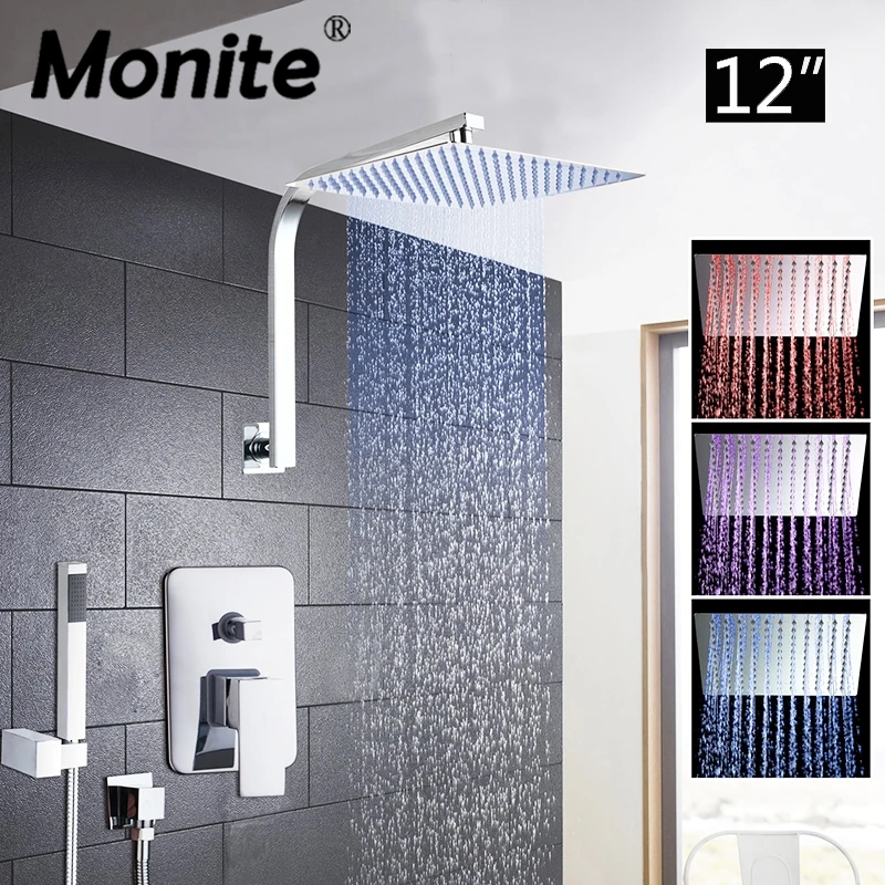 LED 12 Inch Rainfall Bathroom Shower Hand Ultra Thin Head Wall Mounted Square Style Chrome Brass Waterfall Shower Set
LED 12 Inch Rainfall Bathroom Shower Hand Ultra Thin Head Wall Mounted Square Style Chrome Brass Waterfall Shower Set