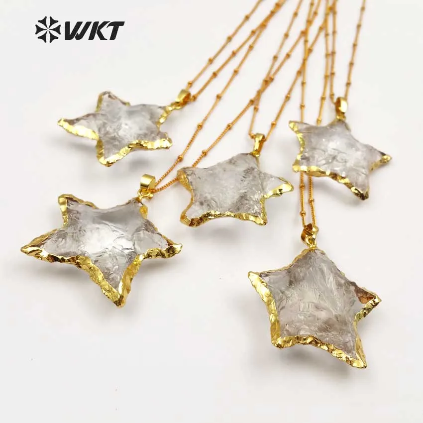 WT-N1119 Sparkly Exquistite Cute Super Star Shape Natural Crystal With Gold Dipped Pendant Necklace Romantic Fine Decorative
WT-N1119 Sparkly Exquistite Cute Super Star Shape Natural Crystal With Gold Dipped Pendant Necklace Romantic Fine Decorative