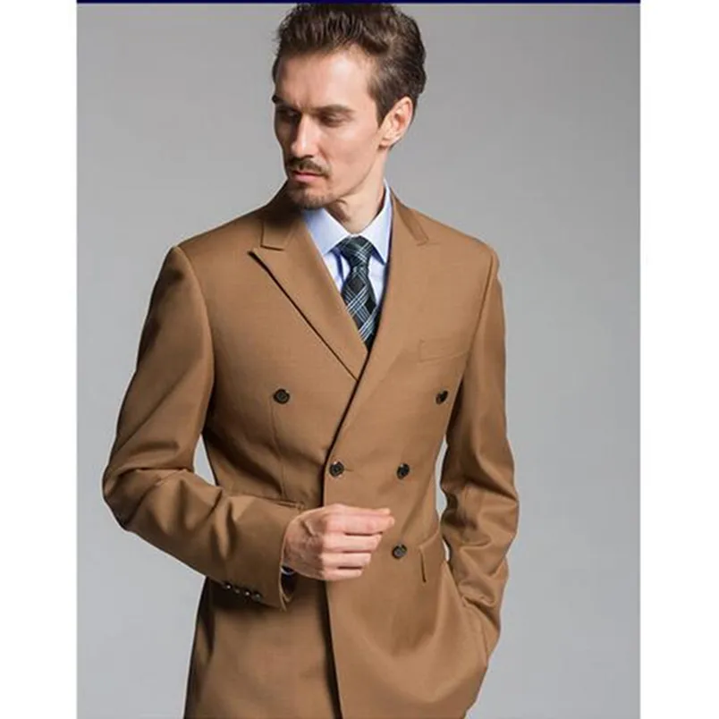 Fashionable Double Breasted Light Brown Groom Tuxedos Peak Lapel Groomsmen Men Blazers Suits (Jacket+Pants+Tie) NO:386
Fashionable Double Breasted Light Brown Groom Tuxedos Peak Lapel Groomsmen Men Blazers Suits (Jacket+Pants+Tie) NO:386