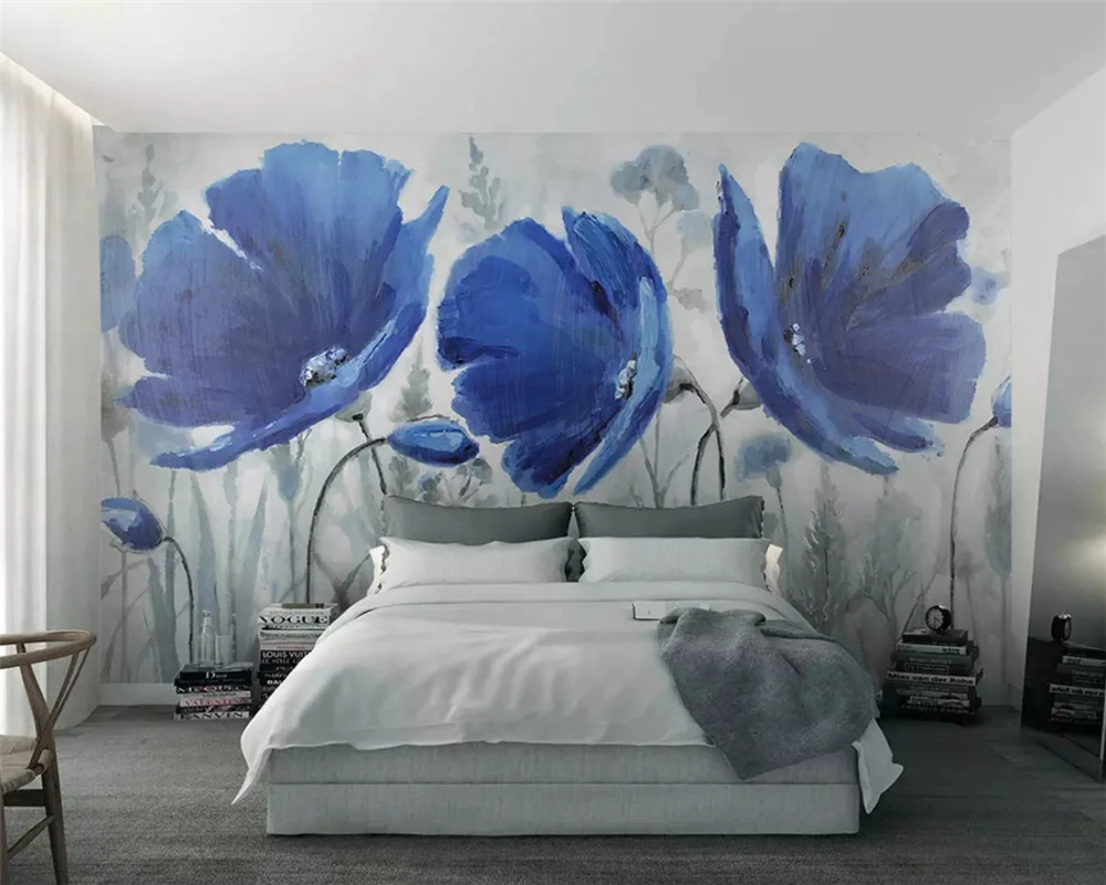 beibehang Modern custom environmentally friendly vintage blue hand painted oil painting floral background wallpaper papier peint
beibehang Modern custom environmentally friendly vintage blue hand painted oil painting floral background wallpaper papier peint