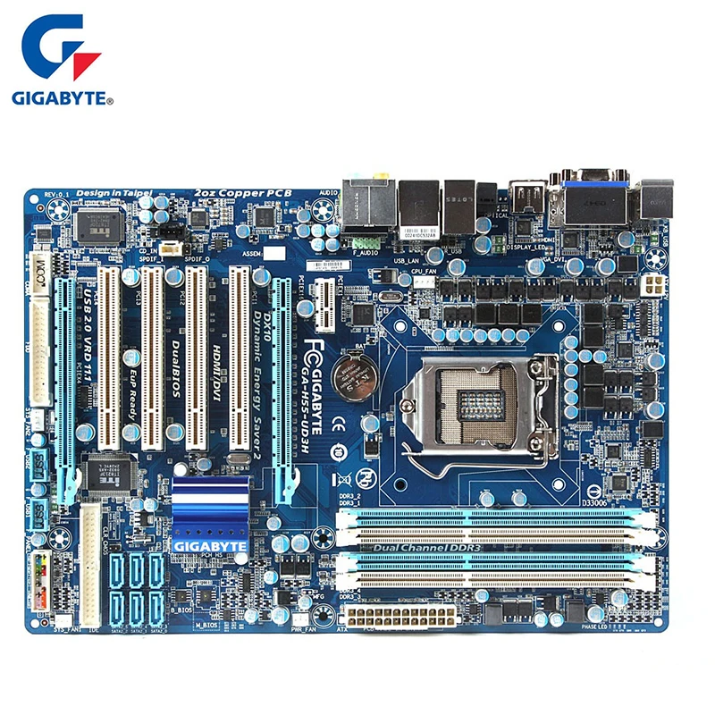 Gigabyte GA-H55-UD3H Motherboard For Intel H55 DDR3 SATA II USB2.0 16B LGA 1156 H55 UD3H Desktop Mainboard Systemboard Used
Gigabyte GA-H55-UD3H Motherboard For Intel H55 DDR3 SATA II USB2.0 16B LGA 1156 H55 UD3H Desktop Mainboard Systemboard Used