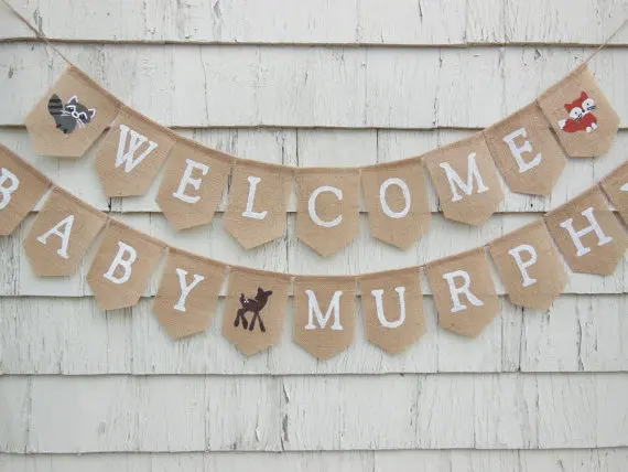 custom name welcome baby Woodland birthday burlap Banners baby shower party nursery room Buntings garlands Photo Prop signs
custom name welcome baby Woodland birthday burlap Banners baby shower party nursery room Buntings garlands Photo Prop signs