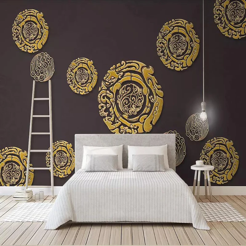 Decorative wallpaper 3d retro golden dragon pattern, circle geometry cloud background wall paper
Decorative wallpaper 3d retro golden dragon pattern, circle geometry cloud background wall paper