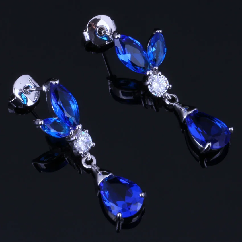 Gallant Water Drop Blue Cubic Zirconia White CZ Silver Plated Drop Dangle Earrings V0739
Gallant Water Drop Blue Cubic Zirconia White CZ Silver Plated Drop Dangle Earrings V0739