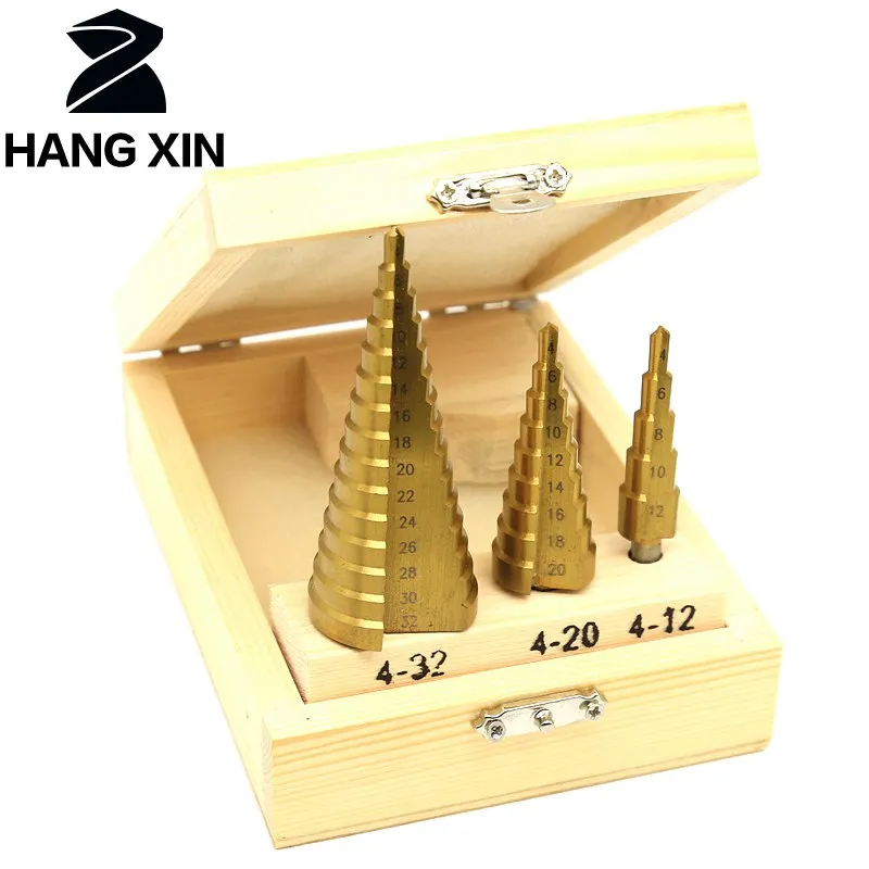 3Pcs HSS Cone Drill Bit Set Titanium Coated Step Drilling bit Cone Hole Cutter Bit Tool Woodworking Metal Drilling Tool step
3Pcs HSS Cone Drill Bit Set Titanium Coated Step Drilling bit Cone Hole Cutter Bit Tool Woodworking Metal Drilling Tool step