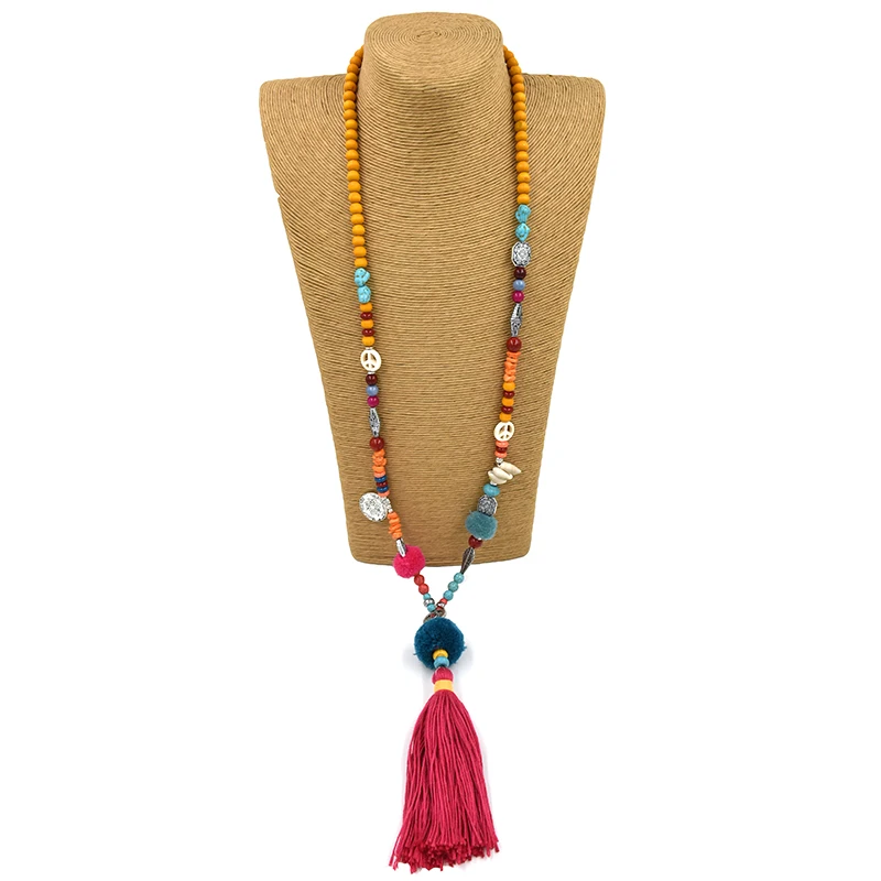 New Ethnic Pompoms pendants necklace Pink Cotton Tassel long Necklace Boho multicolor beads Necklace
New Ethnic Pompoms pendants necklace Pink Cotton Tassel long Necklace Boho multicolor beads Necklace