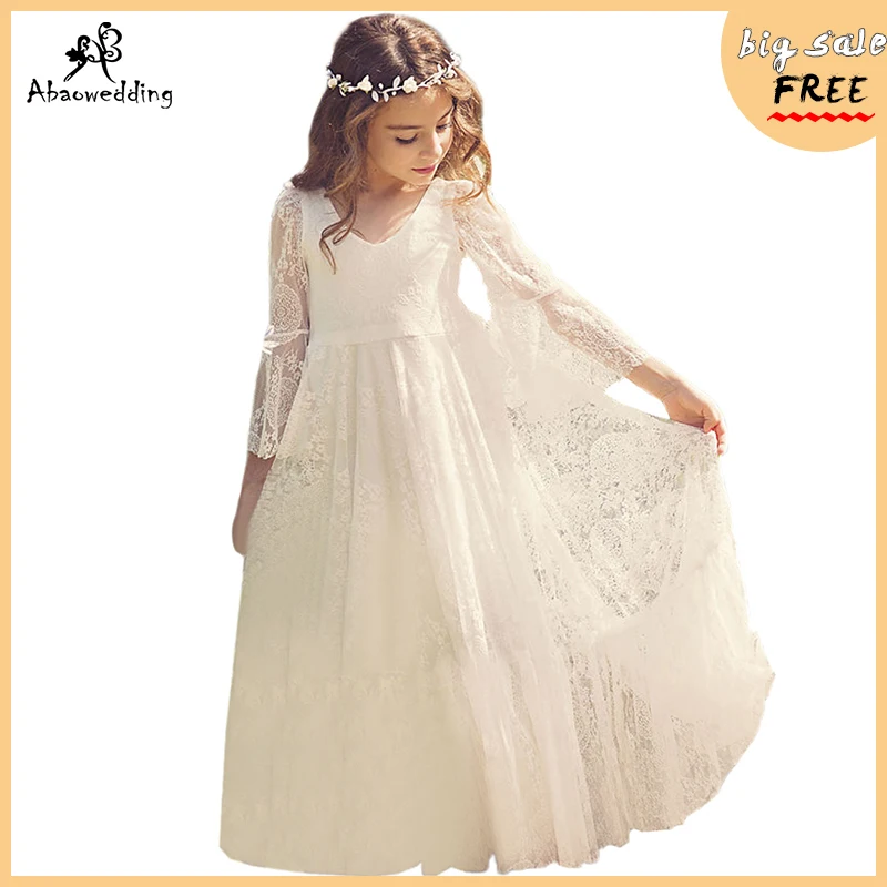 First Communion Dresses White A-Line Long Sleeves Lace Back Zipper Lace Flower Girl Dresses Vestido Daminha Casamento Longo Hot
First Communion Dresses White A-Line Long Sleeves Lace Back Zipper Lace Flower Girl Dresses Vestido Daminha Casamento Longo Hot