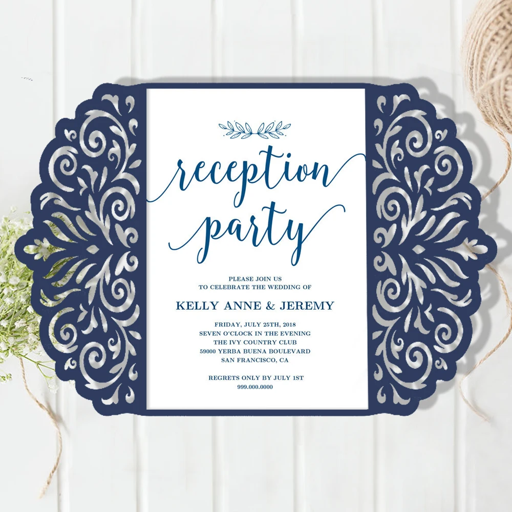 Navy Blue Wedding Invitation, Diy Creative Invitations, Laser Cutting Wedding Invitations With Envelopes - Set of 50 pcs
Navy Blue Wedding Invitation, Diy Creative Invitations, Laser Cutting Wedding Invitations With Envelopes - Set of 50 pcs