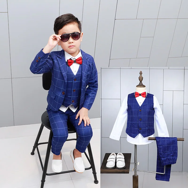 Flower Boys Formal Wedding Party Suits Sets Children Blazer Vest pants Tie 4PCS Clothing Sets Kids chorus Performances Costume
Flower Boys Formal Wedding Party Suits Sets Children Blazer Vest pants Tie 4PCS Clothing Sets Kids chorus Performances Costume