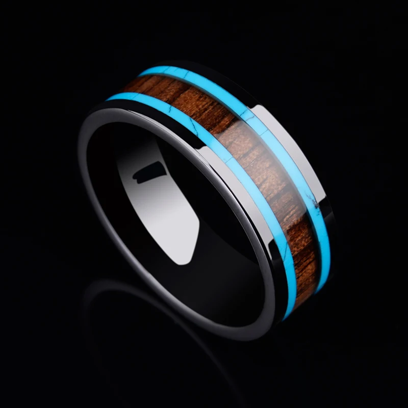 8mm Width Black Ceramic Ring for Man High Polished Inlay Natural Koa Wood & Blue Stones Man's Gift Size 7-12
8mm Width Black Ceramic Ring for Man High Polished Inlay Natural Koa Wood & Blue Stones Man's Gift Size 7-12