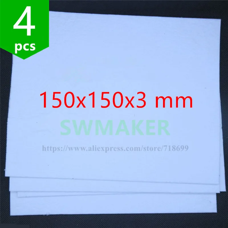 4pcs Reprap 3D printer 150x150mm heated bed insulation plate sheet Heating Bed Insulation Cottons
4pcs Reprap 3D printer 150x150mm heated bed insulation plate sheet Heating Bed Insulation Cottons
