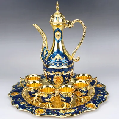 New Arrival Coffee set Wine Set Tea set Castle pattern metal hotel/room decor 1 set= 1 plate+ 1 pot +6 cups
New Arrival Coffee set Wine Set Tea set Castle pattern metal hotel/room decor 1 set= 1 plate+ 1 pot +6 cups