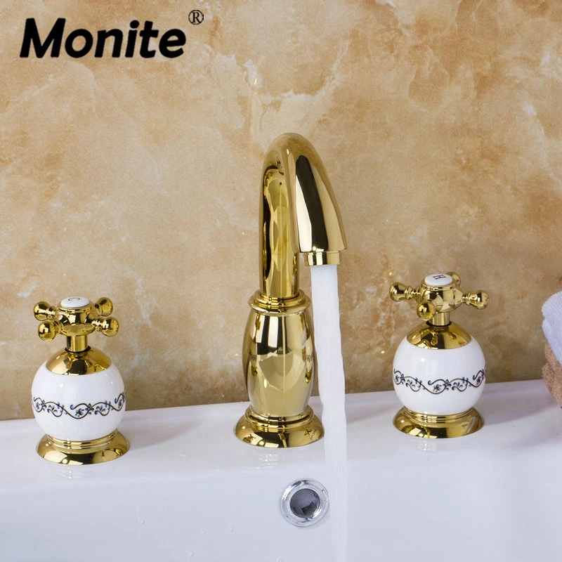 Golden Plated Bathroom Faucet set 3PCS Set Bathtub European Split Basin Mixer Tap ceramic Faucet Body Cross Handles
Golden Plated Bathroom Faucet set 3PCS Set Bathtub European Split Basin Mixer Tap ceramic Faucet Body Cross Handles