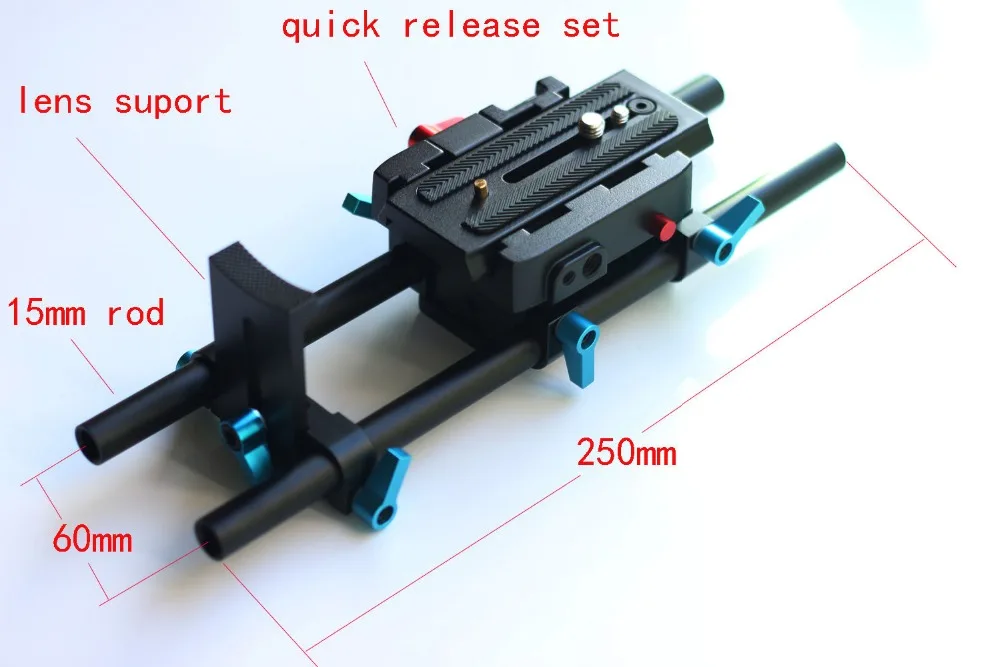 DSLR Quick Release 15mm rod rail support for follow focus 120mm plate & Mattebox
DSLR Quick Release 15mm rod rail support for follow focus 120mm plate & Mattebox