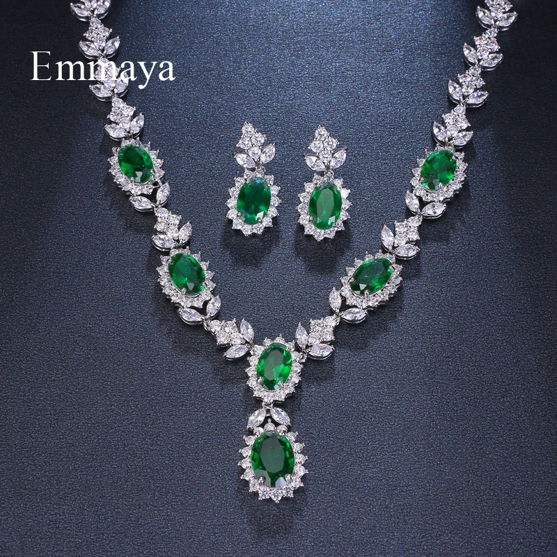 Emmaya Brand Fashion Luxury Cubic Zirconia Bridal Jewelry Sets Green Oval Crystal Rhinestone Party Wedding Jewelry Necklace Sets
Emmaya Brand Fashion Luxury Cubic Zirconia Bridal Jewelry Sets Green Oval Crystal Rhinestone Party Wedding Jewelry Necklace Sets