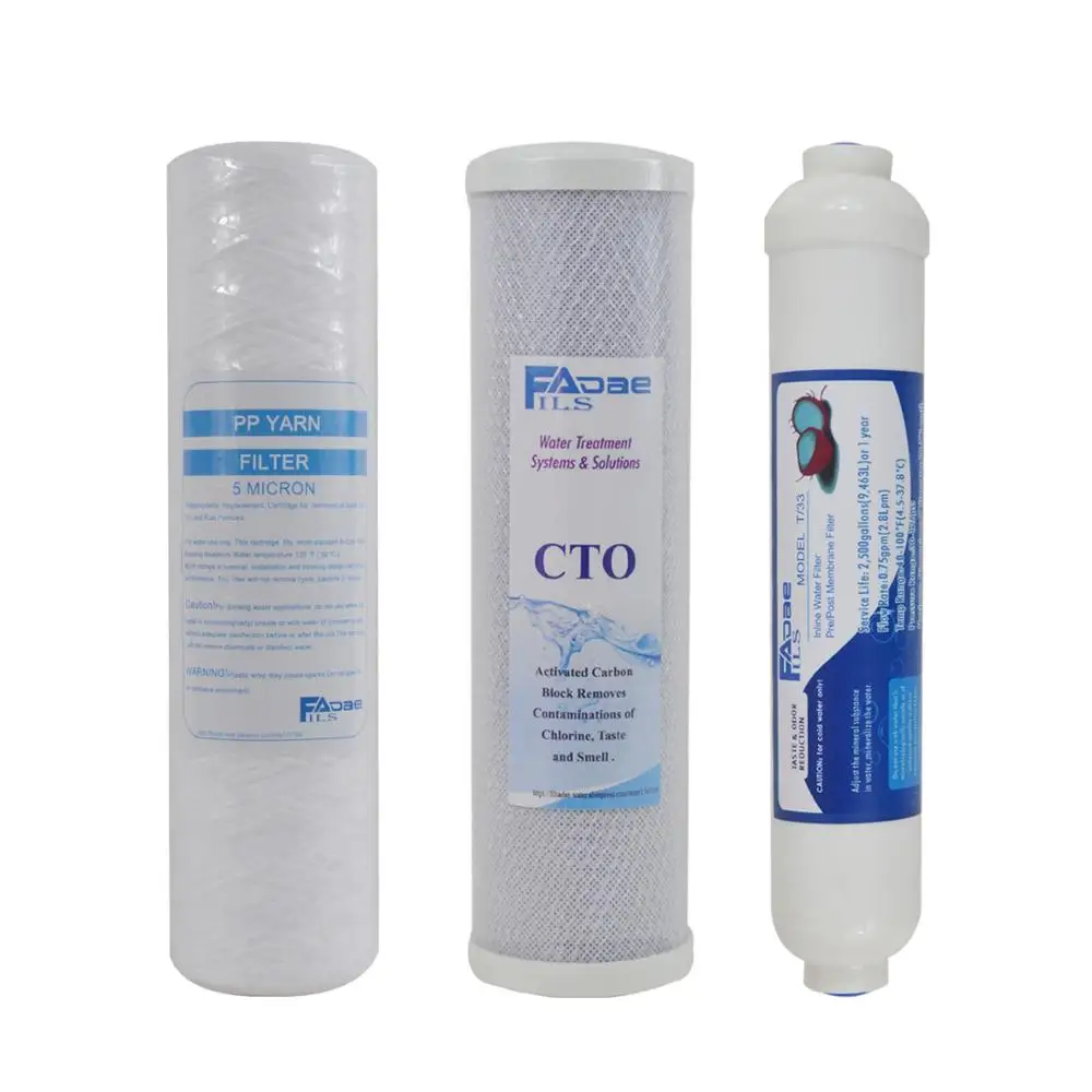 3 PACK OF Water Purifier Replacement Set With 10" PP Wound Filter 5micron, Carbon Block Filter,T33 Inine Coconut carbon filter
3 PACK OF Water Purifier Replacement Set With 10" PP Wound Filter 5micron, Carbon Block Filter,T33 Inine Coconut carbon filter