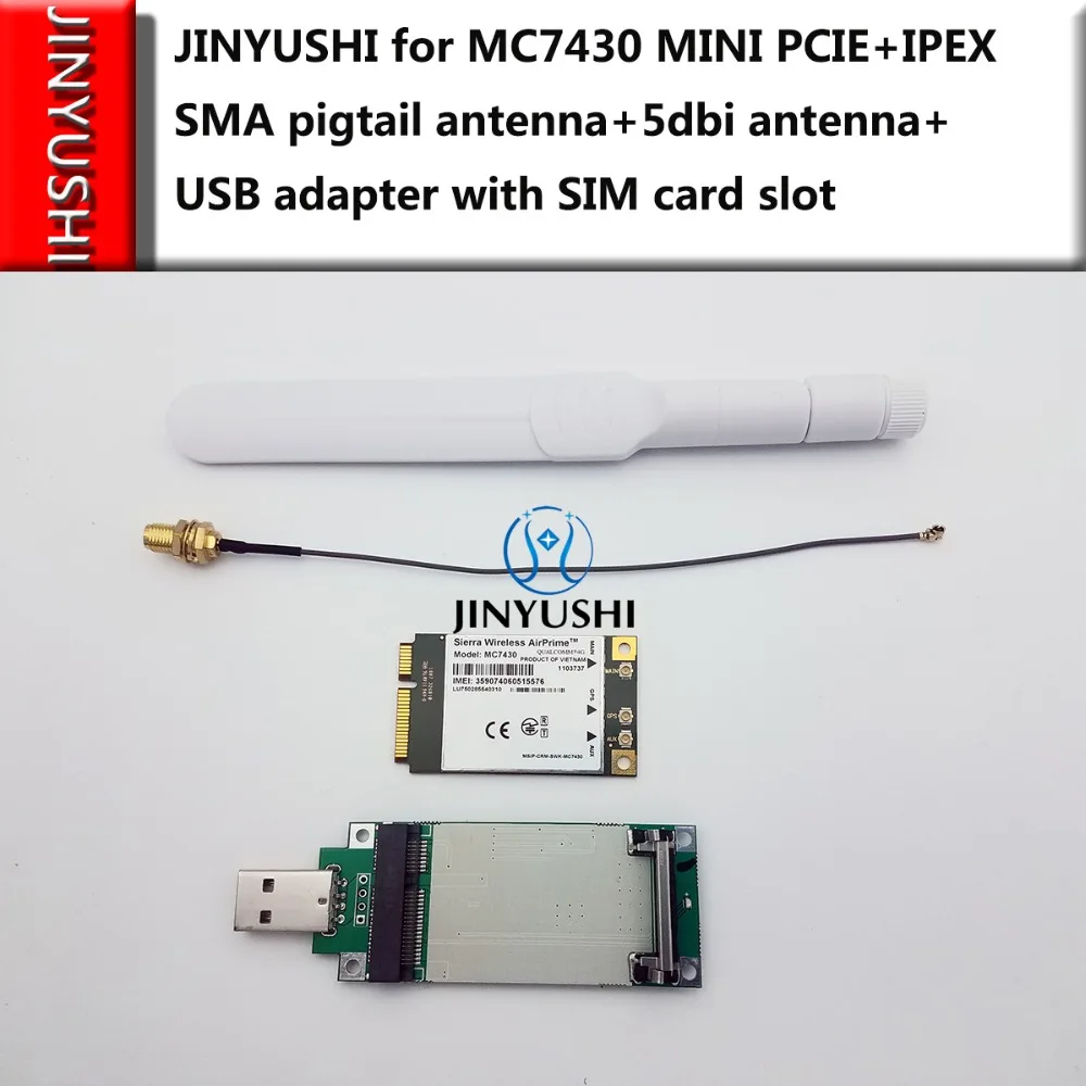 Sierra Wireless MC7430+Mini Pcie to USB adapter(with Sim Card Slot) + 5DB SMA Male(Pin) Antenna+IPEX SMA Female(Hole) Pigtail
Sierra Wireless MC7430+Mini Pcie to USB adapter(with Sim Card Slot) + 5DB SMA Male(Pin) Antenna+IPEX SMA Female(Hole) Pigtail