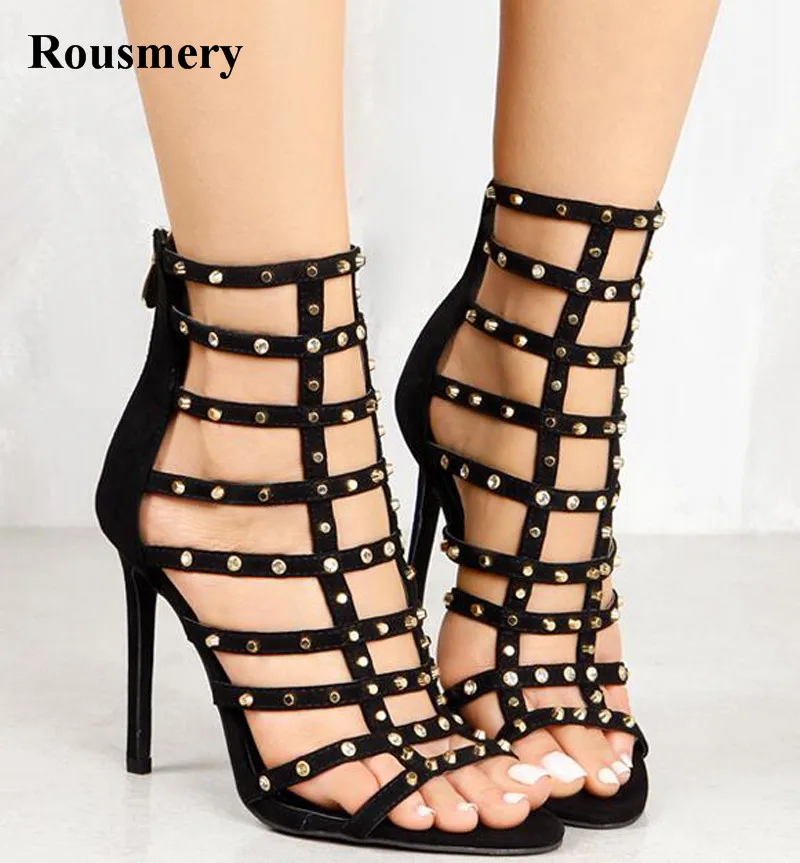 Hot Sale Women New Fashion Open Toe Spike Strap Cross High Heel Sandals Cut-out Back Zipper-up Rivet Gladiator Sandals
Hot Sale Women New Fashion Open Toe Spike Strap Cross High Heel Sandals Cut-out Back Zipper-up Rivet Gladiator Sandals
