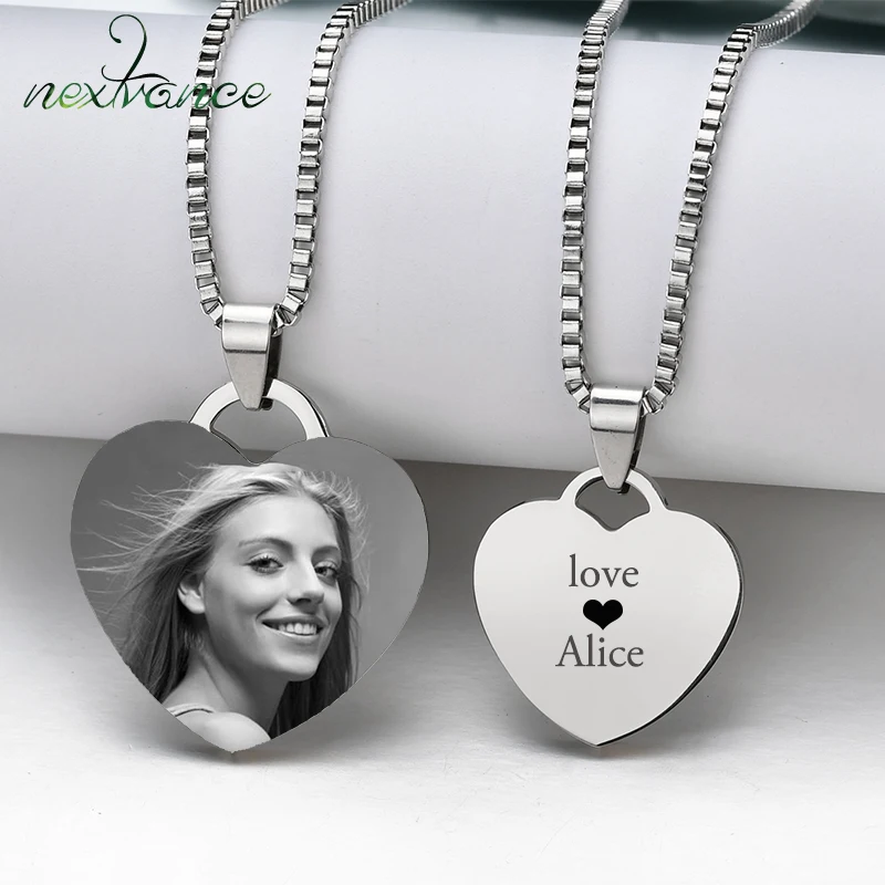 Nextvance Customized Necklaces Engrave Photo Name Necklace Stainless Steel Heart Pendant Chain Necklace Jewelry For Women ID Tag
Nextvance Customized Necklaces Engrave Photo Name Necklace Stainless Steel Heart Pendant Chain Necklace Jewelry For Women ID Tag