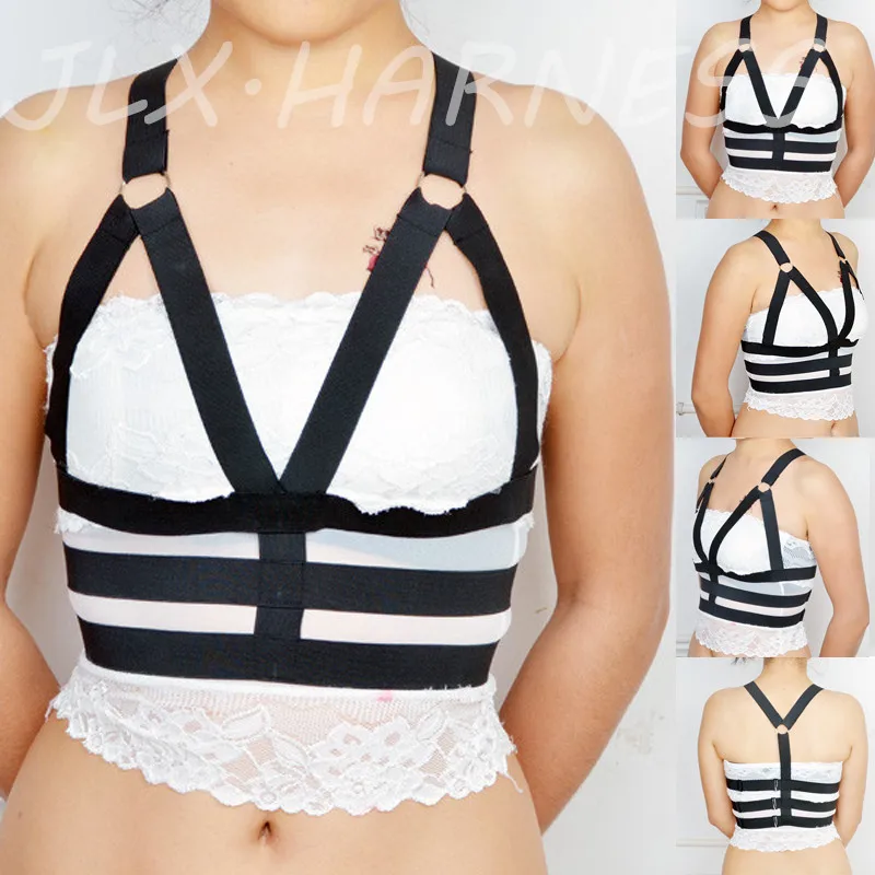 Handmade harajuku style women's body harness open chest cage bra elastic cage harness 90's fetish wear cupless bra O0083
Handmade harajuku style women's body harness open chest cage bra elastic cage harness 90's fetish wear cupless bra O0083