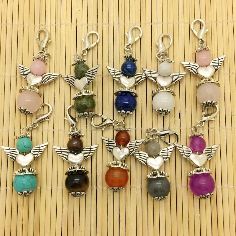 New Pendant Wholesale Colorful Stone Beads Protection Angel Pendant Charm For Bag Keychain Accessory Mixed Colors Metal Hook
New Pendant Wholesale Colorful Stone Beads Protection Angel Pendant Charm For Bag Keychain Accessory Mixed Colors Metal Hook