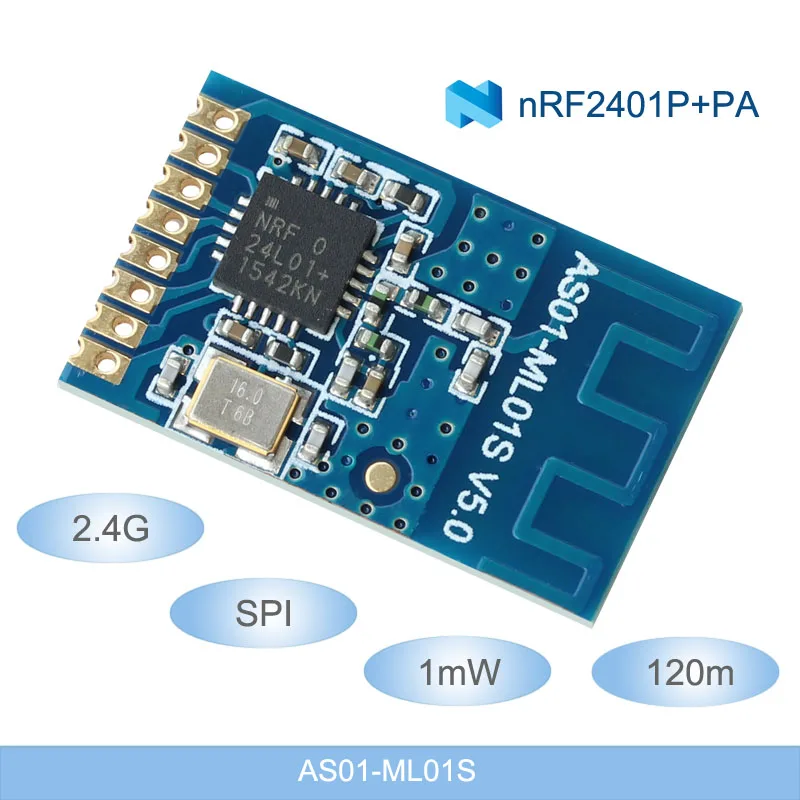 2.4GHz nRF24L01P Wireless rf Module for networking 2.4G SPI 1mW 120m Transceiver with PCB antenna SMD Transmitter and Receiver
2.4GHz nRF24L01P Wireless rf Module for networking 2.4G SPI 1mW 120m Transceiver with PCB antenna SMD Transmitter and Receiver