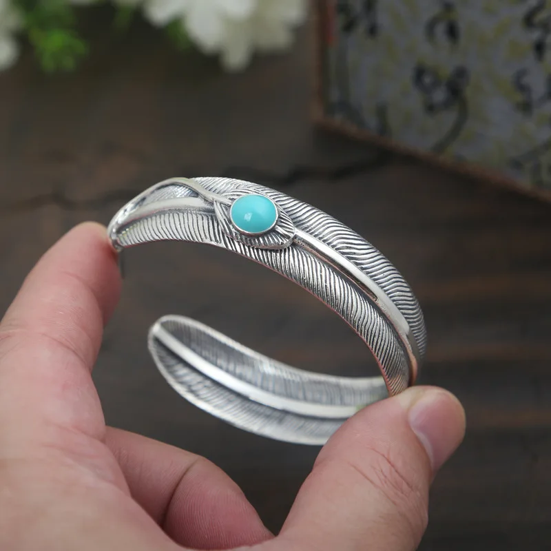 Wholesale S925 Sterling Silver Jewelry Retro Thai Silver Men And Women Tokyo Fashion Takahashi Goro Feather Open Ended Bangle
Wholesale S925 Sterling Silver Jewelry Retro Thai Silver Men And Women Tokyo Fashion Takahashi Goro Feather Open Ended Bangle