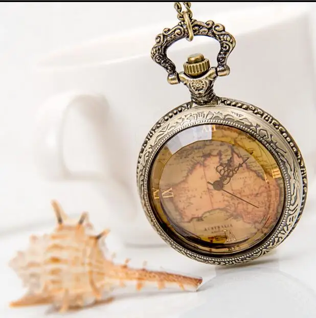 Vintage Fashion quartz Bronze antiques world map men and woman Necklace pocket watches git
Vintage Fashion quartz Bronze antiques world map men and woman Necklace pocket watches git