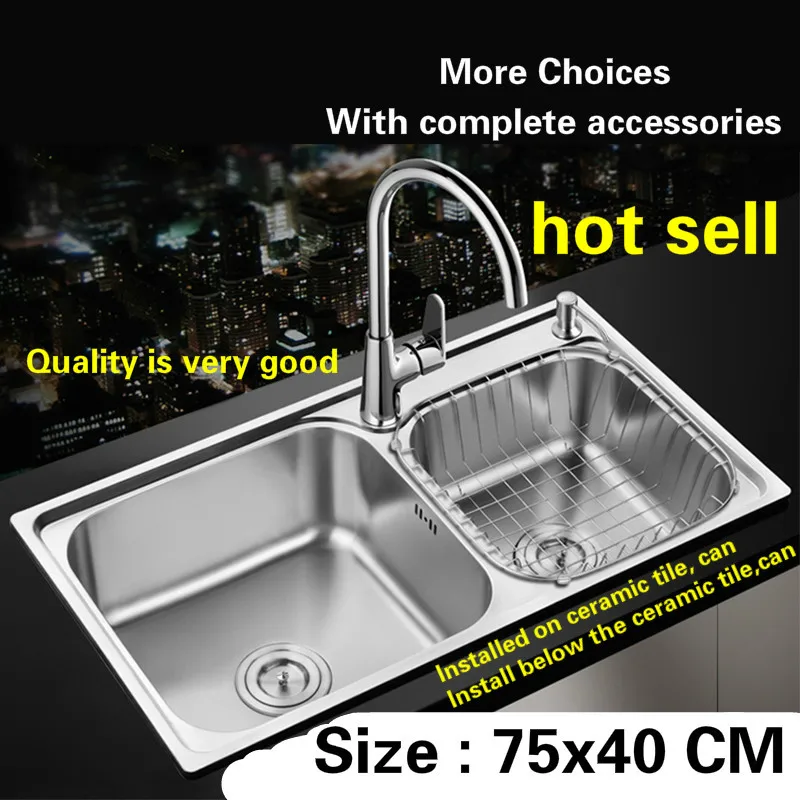 Free shipping kitchen sink food-grade 304 stainless steel double groove standard hot sell 75x40 CM
Free shipping kitchen sink food-grade 304 stainless steel double groove standard hot sell 75x40 CM