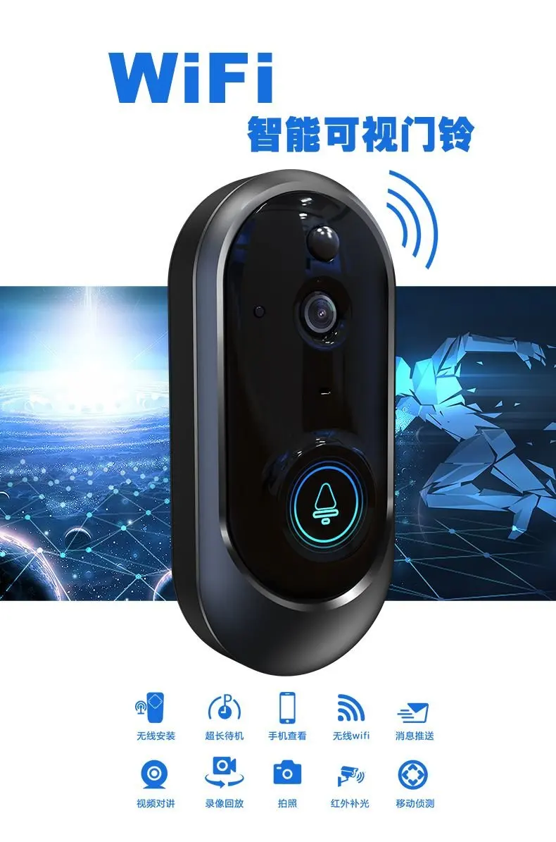 720P встроенный аккумулятор WIFI IP дверной звонок 166 градусов широкоугольный Видео дверной телефон
720P встроенный аккумулятор WIFI IP дверной звонок 166 градусов широкоугольный Видео дверной телефон