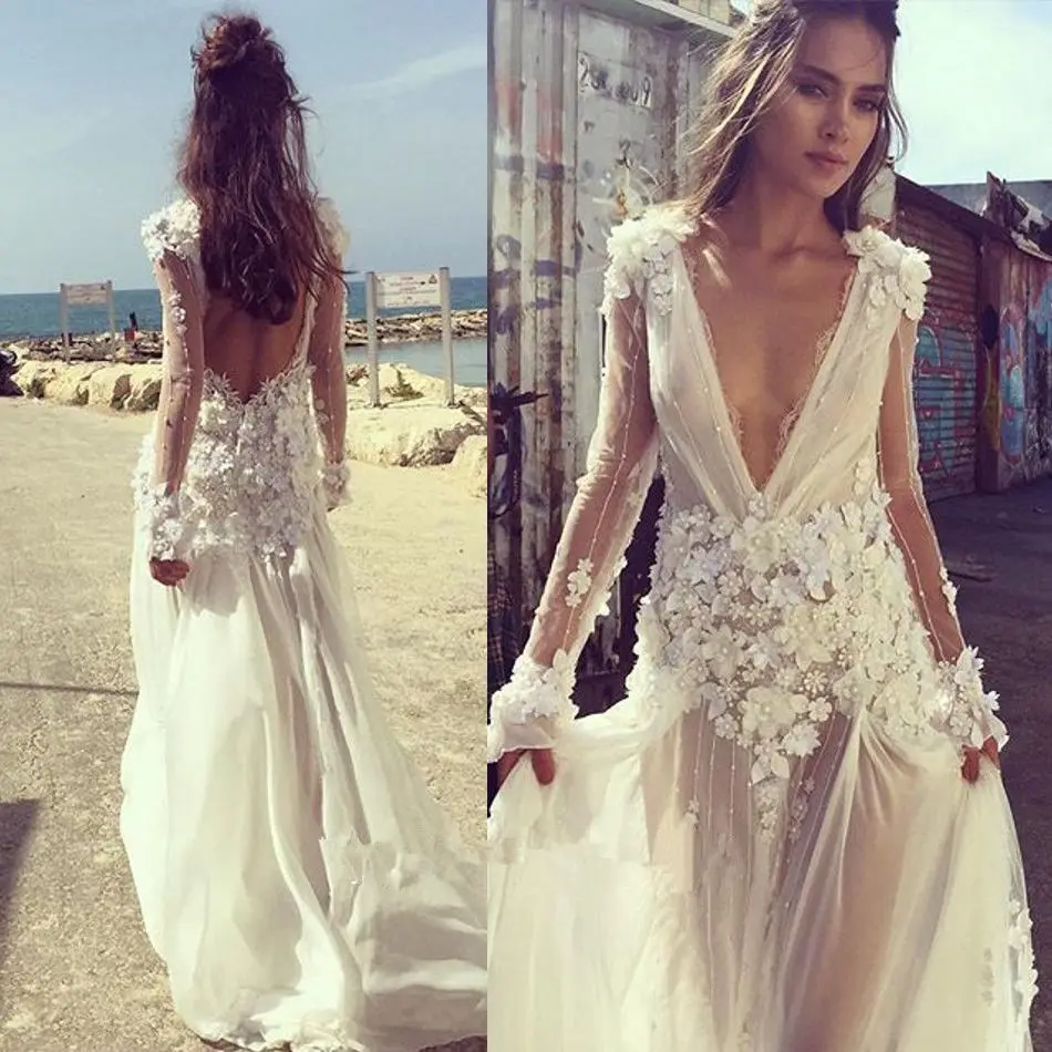 Sexy Backless Boho Beach Wedding Dress 2022 V Neck Long Sleeves Appliques Lace Flowers Wedding Gown Bride Dress Bridal Gown
Sexy Backless Boho Beach Wedding Dress 2022 V Neck Long Sleeves Appliques Lace Flowers Wedding Gown Bride Dress Bridal Gown