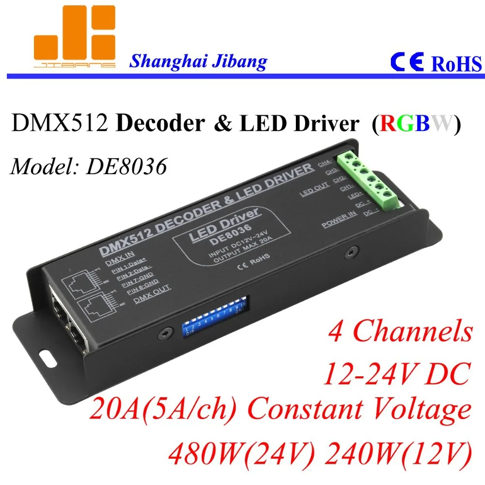 Free Shipping RGBW LED Controller, DMX Decoder & RGBW Driver, 4channels/12-24V/20A/480W pn:DE8036
Free Shipping RGBW LED Controller, DMX Decoder & RGBW Driver, 4channels/12-24V/20A/480W pn:DE8036