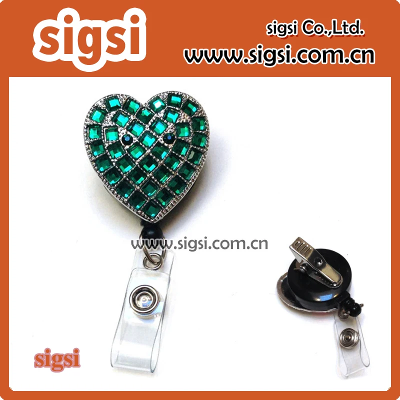Green color Rhinestone heart Retractable Reel / ID Badge Holder for Valentine's Day
Green color Rhinestone heart Retractable Reel / ID Badge Holder for Valentine's Day