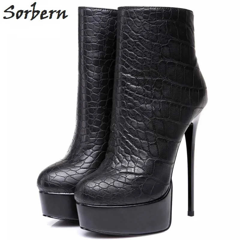 Sorbern Thin Heels Ankle Boots Women Shoes Sexy Leopard Crocodile Super High Heel Visible Platform Stilettos Zipper Up New
Sorbern Thin Heels Ankle Boots Women Shoes Sexy Leopard Crocodile Super High Heel Visible Platform Stilettos Zipper Up New