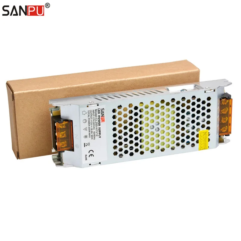 SANPU 12VDC LED Driver 200 Watt 16 Amp 12 Volt DC Switching Mode Power Supply AC-DC Lighting Transformer for Indoor LEDs Bars
SANPU 12VDC LED Driver 200 Watt 16 Amp 12 Volt DC Switching Mode Power Supply AC-DC Lighting Transformer for Indoor LEDs Bars