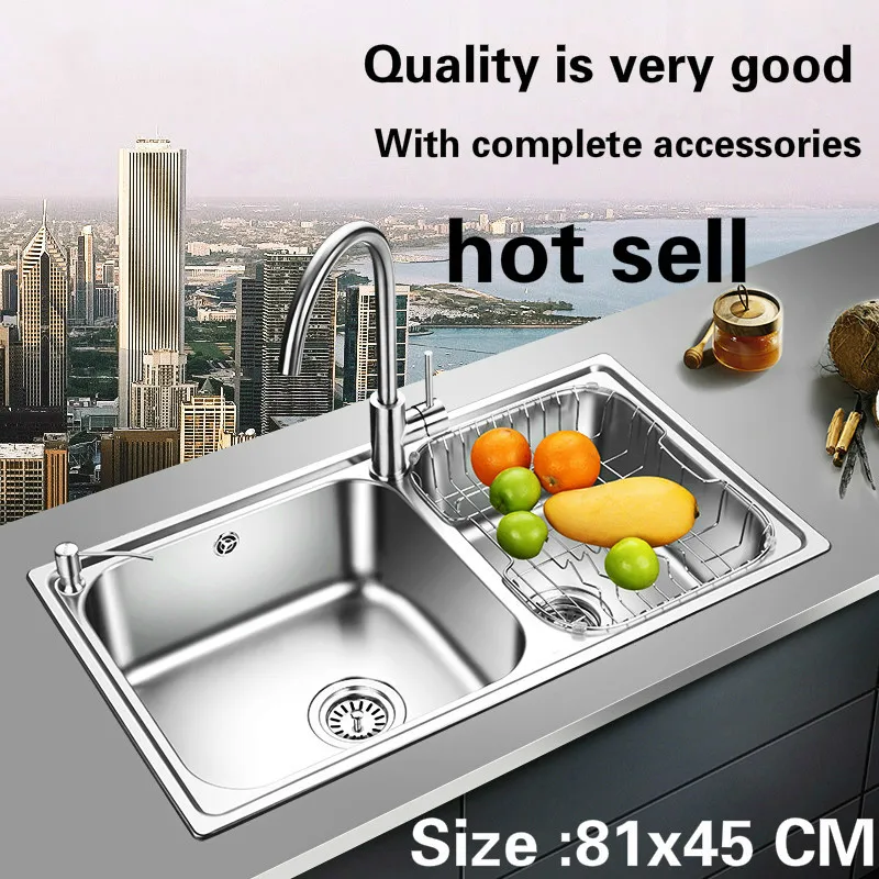 Free shipping Standard fashion kitchen double groove sink wash the dishes 304 food grade stainless steel big hot sell 81x45 CM
Free shipping Standard fashion kitchen double groove sink wash the dishes 304 food grade stainless steel big hot sell 81x45 CM