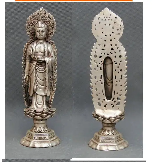 China Tibetan Silver Character Sculpture stand Lotus Flower white copper Buddha statue decoration factory outlets
China Tibetan Silver Character Sculpture stand Lotus Flower white copper Buddha statue decoration factory outlets