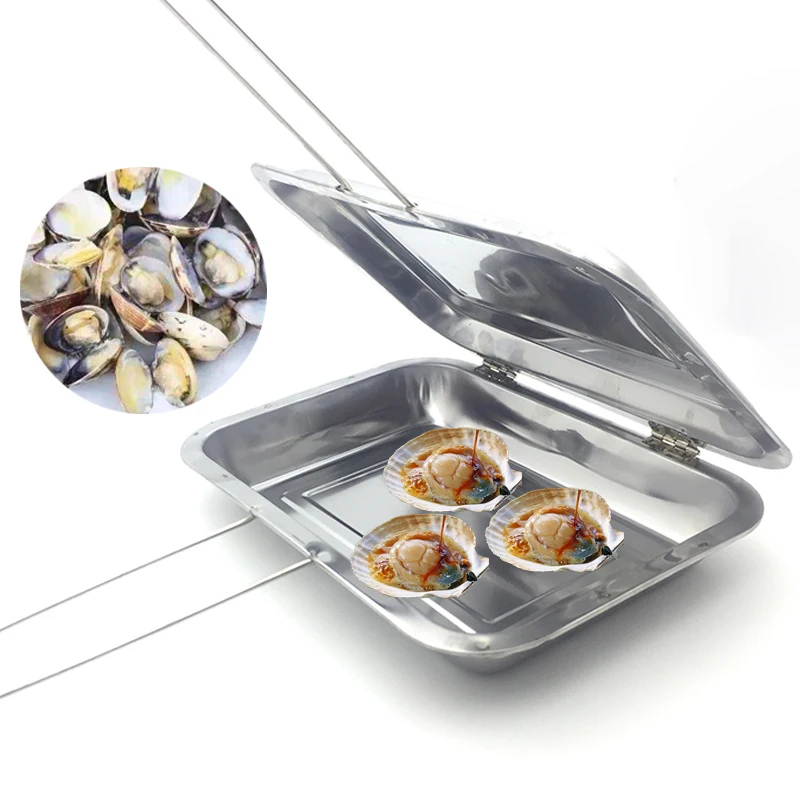 Stainless Steel Roast Meat Pan, Baking Tray, Clams Plate, Shellfish Box, Outdoor BBQ, Camping Cookware, Long Handle Folding Tool
Stainless Steel Roast Meat Pan, Baking Tray, Clams Plate, Shellfish Box, Outdoor BBQ, Camping Cookware, Long Handle Folding Tool