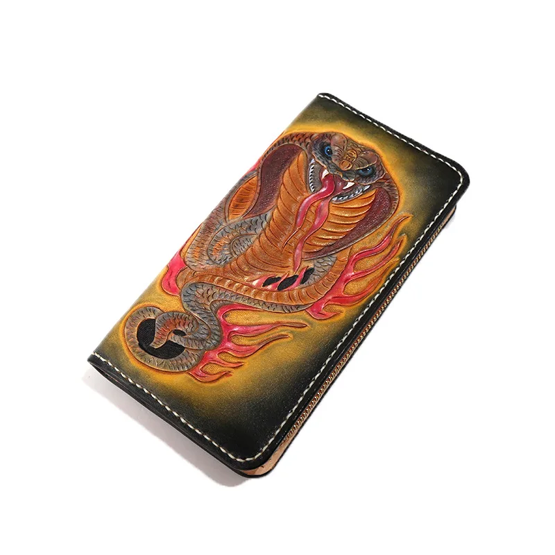 High-grade Handmade Wallets Bag Carving Snake God Purses Men Long Clutch Vegetable Tanned Leather Engraved Characters Letter
High-grade Handmade Wallets Bag Carving Snake God Purses Men Long Clutch Vegetable Tanned Leather Engraved Characters Letter