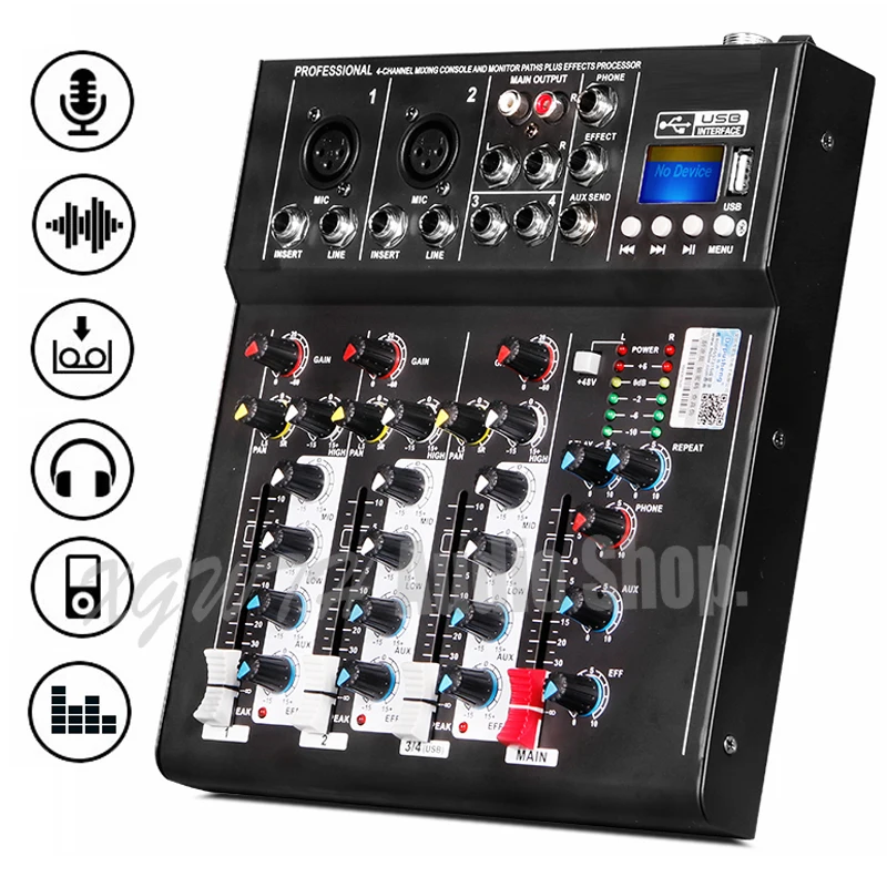 Professional Small home 4 way Bluetooth With Effect Mixer KTV Stage Performance Wedding Meeting USB Bluetooth Reverb
Professional Small home 4 way Bluetooth With Effect Mixer KTV Stage Performance Wedding Meeting USB Bluetooth Reverb