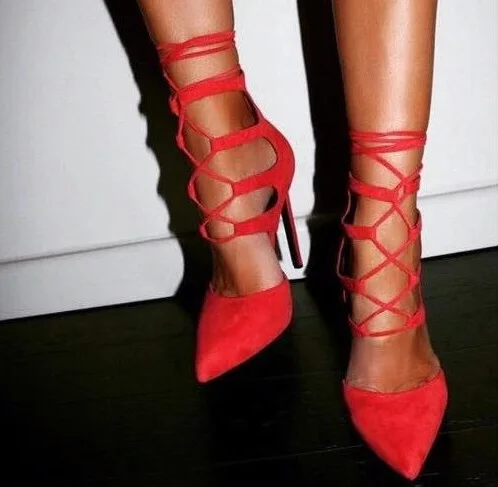 Hot Selling Red Black Suede Pumps Women Shoes Pointed Toe Lace-up Hollow Ladies Shoes with Heel Cut-out Wedding Shoes Bride
Hot Selling Red Black Suede Pumps Women Shoes Pointed Toe Lace-up Hollow Ladies Shoes with Heel Cut-out Wedding Shoes Bride