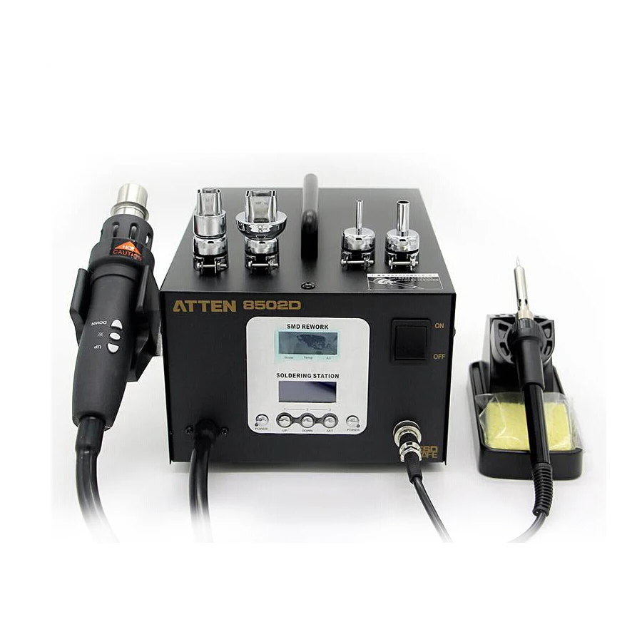 ATTEN AT8502D digital display hot air gun constant temperature lead-free soldering iron two-in-one desoldering station
ATTEN AT8502D digital display hot air gun constant temperature lead-free soldering iron two-in-one desoldering station