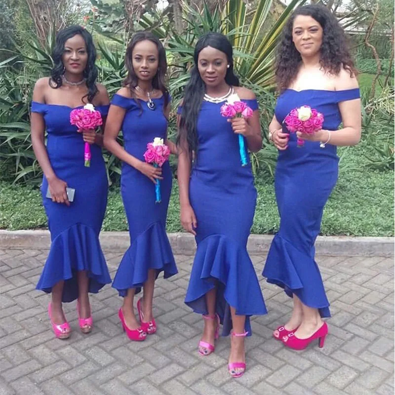 lamiabridal Tea Length Mermaid Bridesmaid Dresses African Royal Blue Satin Wedding Guest Gowns Ruffle Skirt Formal Dresses
lamiabridal Tea Length Mermaid Bridesmaid Dresses African Royal Blue Satin Wedding Guest Gowns Ruffle Skirt Formal Dresses